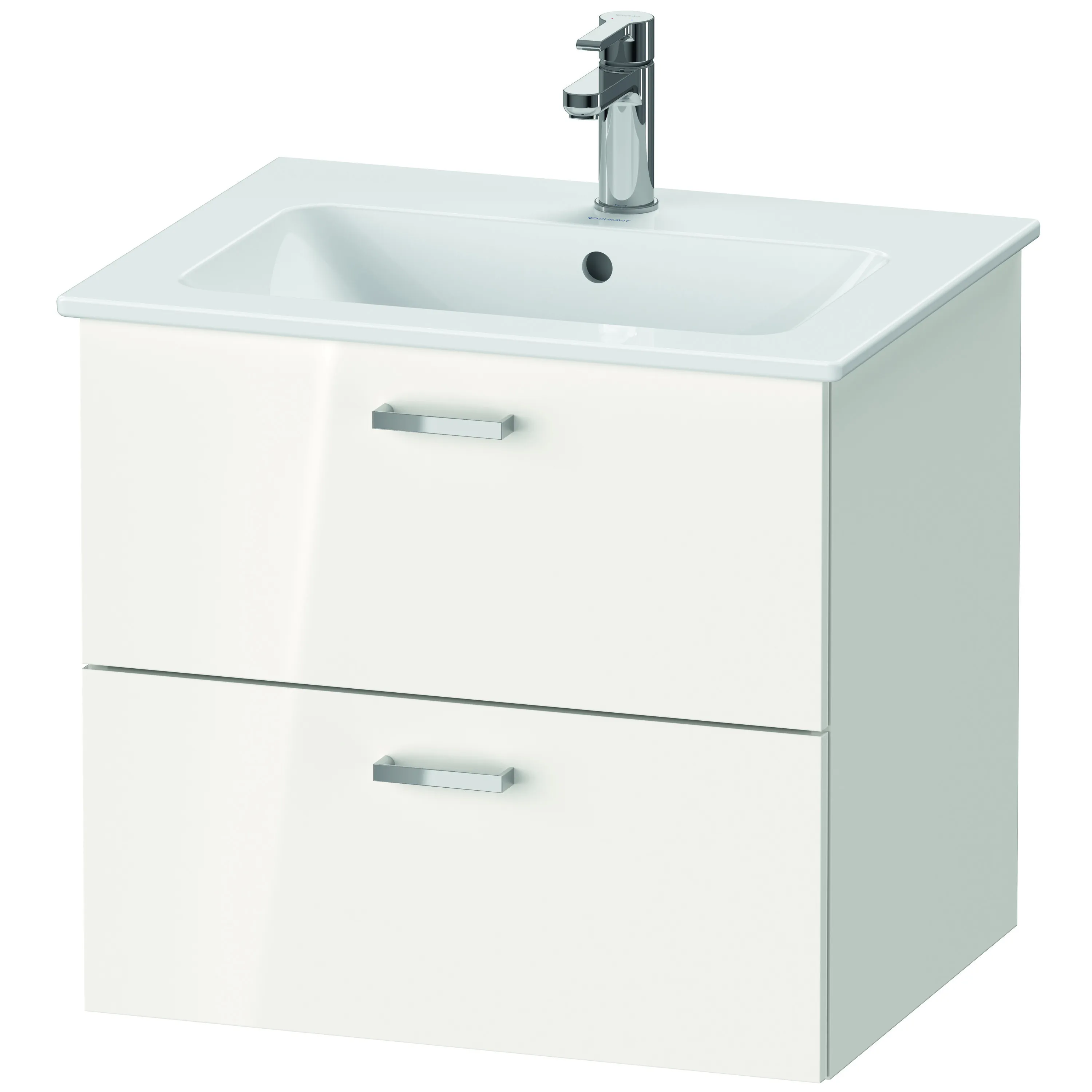 Duravit Waschtischunterschrank mit Waschtischunterbau und Spiegel „XBase“ 63 × 200 × 49 cm in Weiß Glänzend