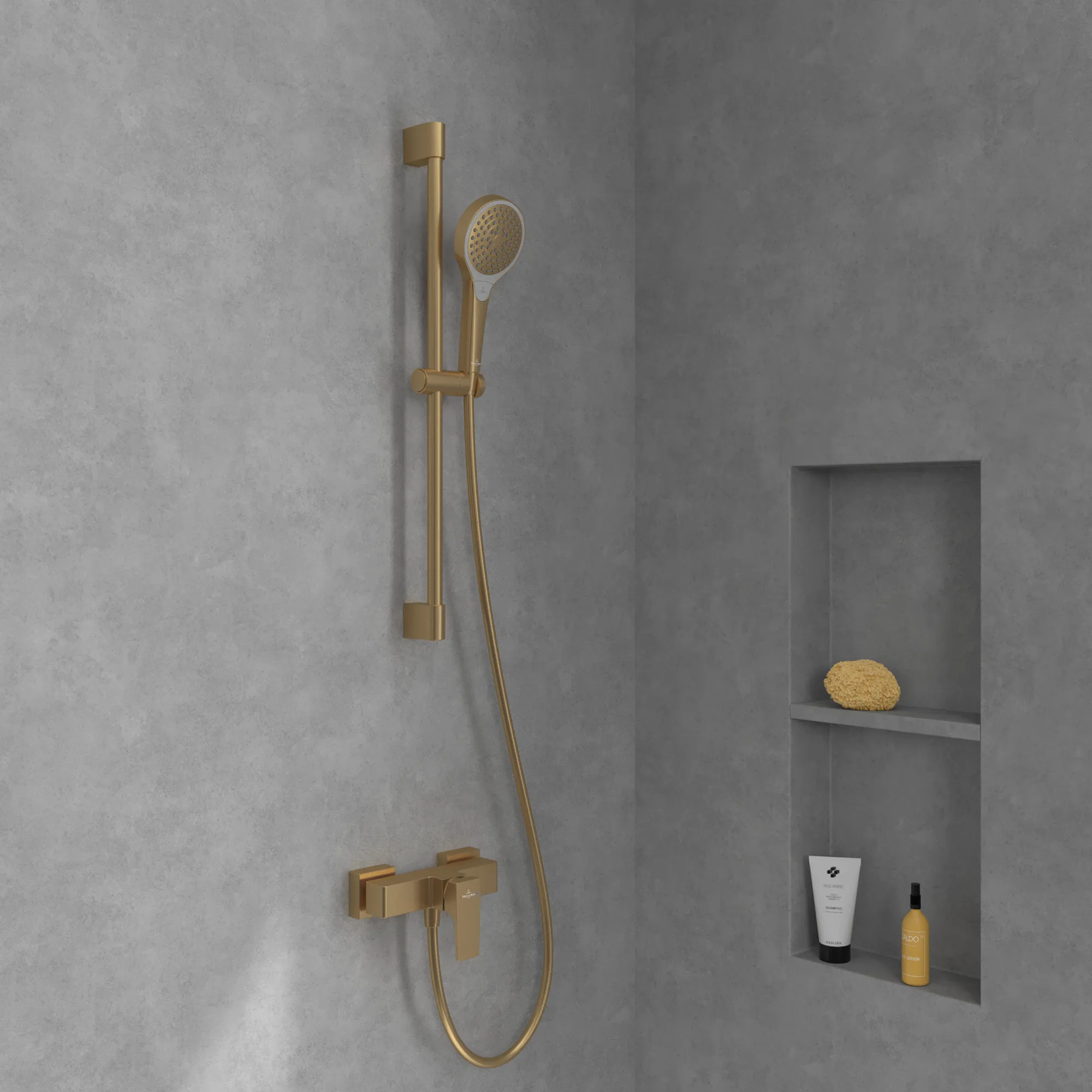 Villeroy & Boch Einhebel-Duscharmatur Architectura Square, Brushed Gold, 112 mm Höhe, 210 x 122 mm Maße Villeroy & Boch Einhebel-Duscharmatur Architectura Square, Brushed Gold, 112 mm Höhe, 210 x 122 mm Maße