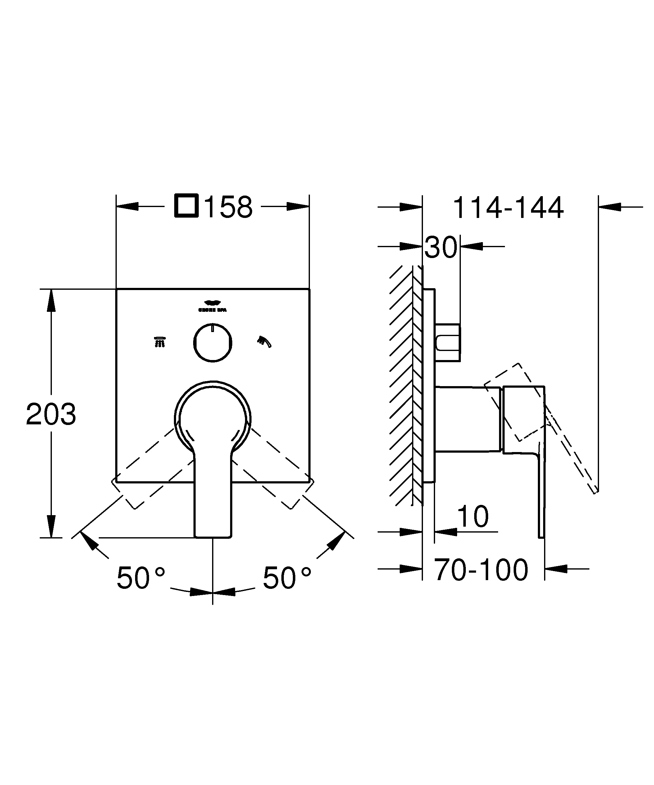 Einhandbatterie Allure 29176_1, 3-Wege Umstellung, Fertigmontageset für Rapido SmartBox, chrom