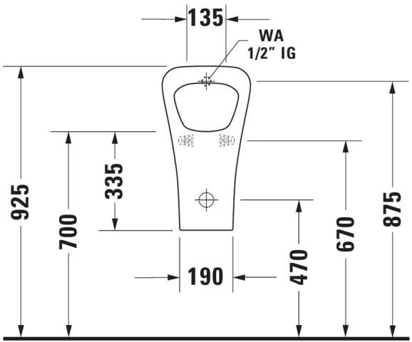 Urinal DuraStyle, Zulauf von hinten absaugend, ohne Fliege, weiß