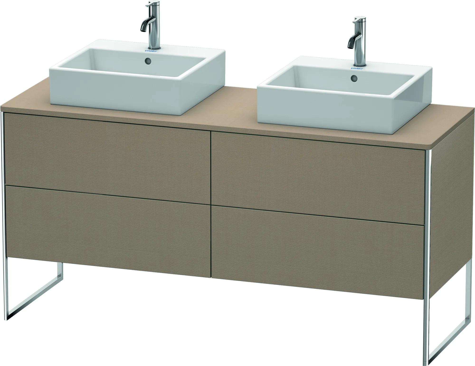 Duravit Waschtischunterschrank bodenstehend „XSquare“ 160 × 77,8 × 54,8 cm Leinen Becken: links und rechts / Front- & Korpusfarbe: Leinen / Größe: 160 × 54,8 × 77,8 cm / Oberfläche: Dekor / Profile: Chrom / Schubladen: 4 Duravit Waschtischunterschrank bodenstehend „XSquare“ 160 × 77,8 × 54,8 cm Leinen Becken: links und rechts / Front- & Korpusfarbe: Leinen / Größe: 160 × 54,8 × 77,8 cm / Oberfläche: Dekor / Profile: Chrom / Schubladen: 4
