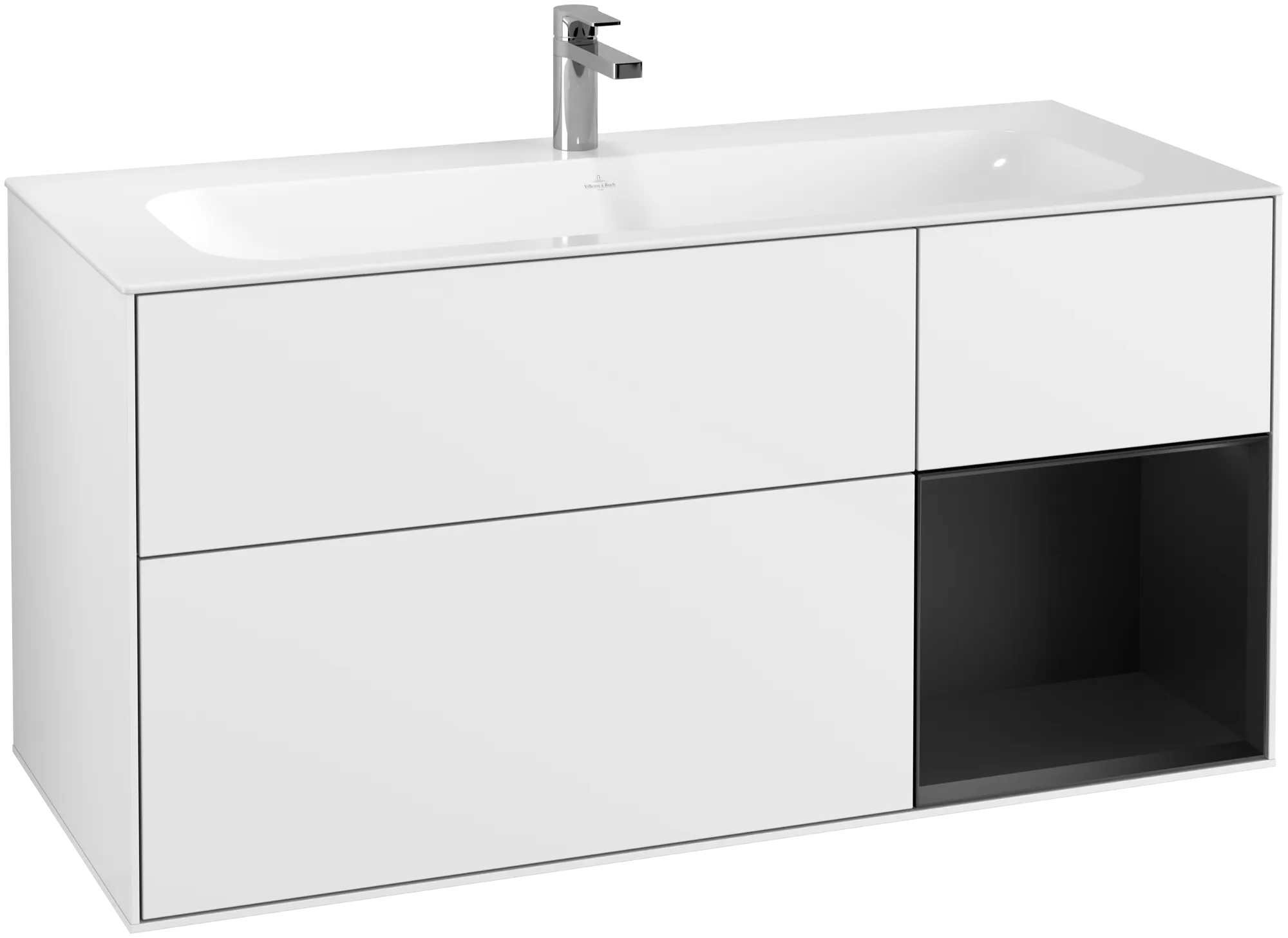 Villeroy & Boch Finion Waschbeckenunterschrank F07 1196x591x498mm Glossy White Lacquer / Black Matt Lacquer