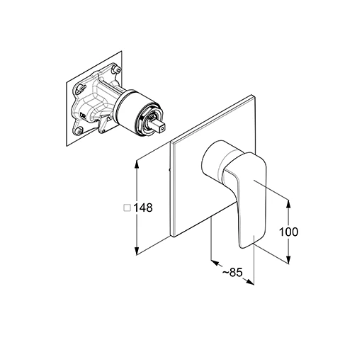 AMEO UP-Brause-EHM Feinbau-Set m. Funktionseinheit,für SLIM.BOXX 88022, chrom