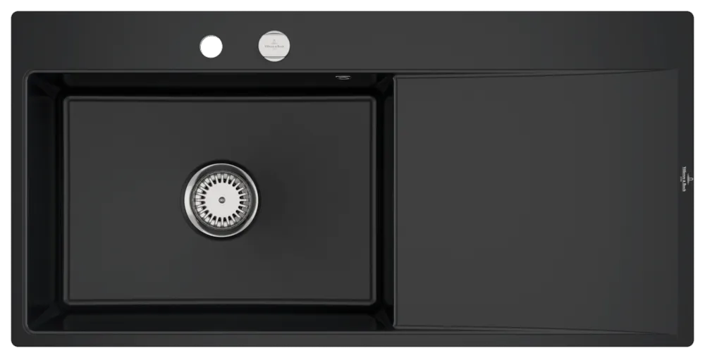 Villeroy & Boch flächenbündiges Küchenspülbecken „Subway Style“ 60 flat 980 × 490 × 220 mm, für Becken links in Pure Black Villeroy & Boch flächenbündiges Küchenspülbecken „Subway Style“ 60 flat 980 × 490 × 220 mm, für Becken links in Pure Black