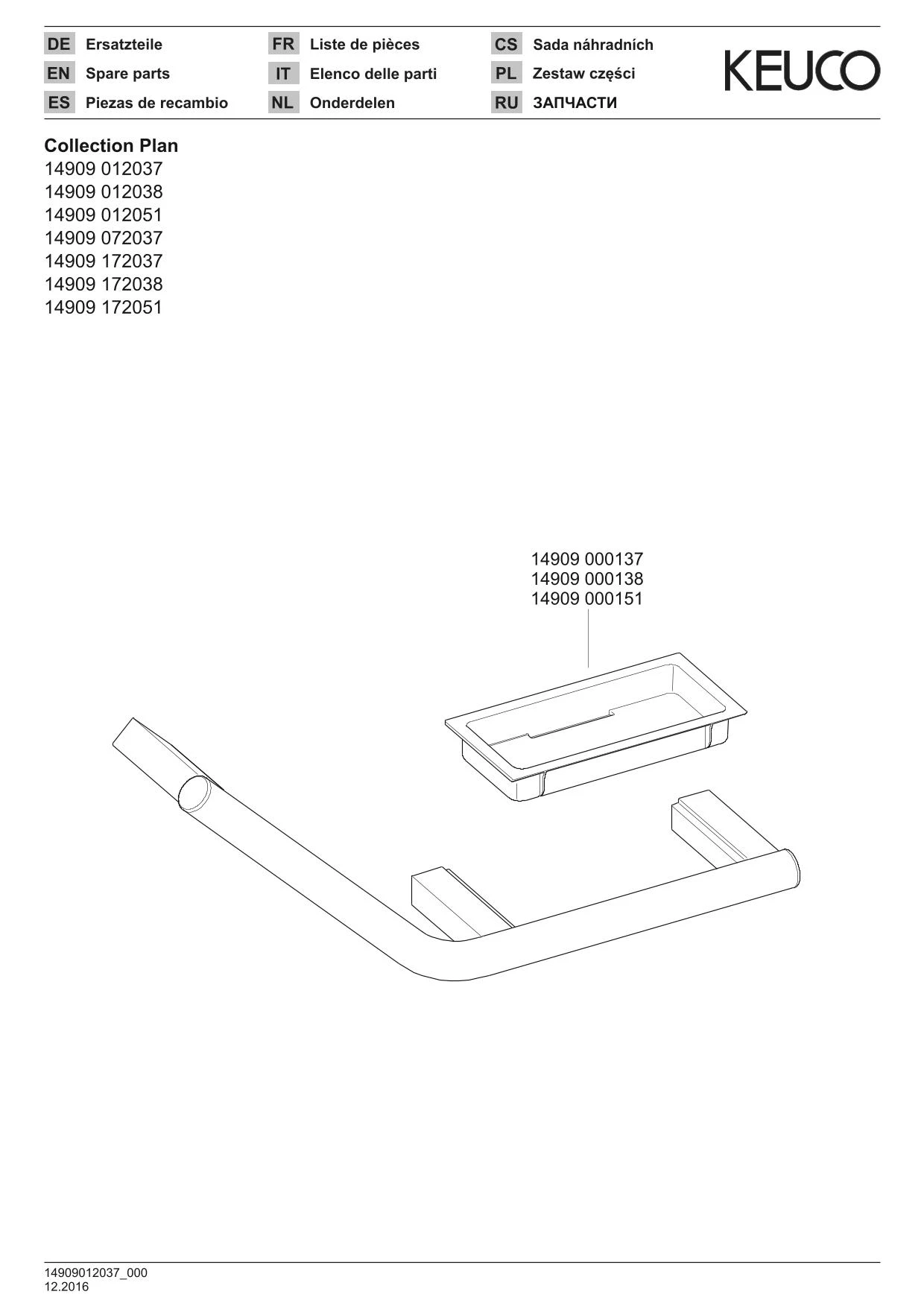 Plan 14909012037 Haltegriff links mit Seifenablage verchromt