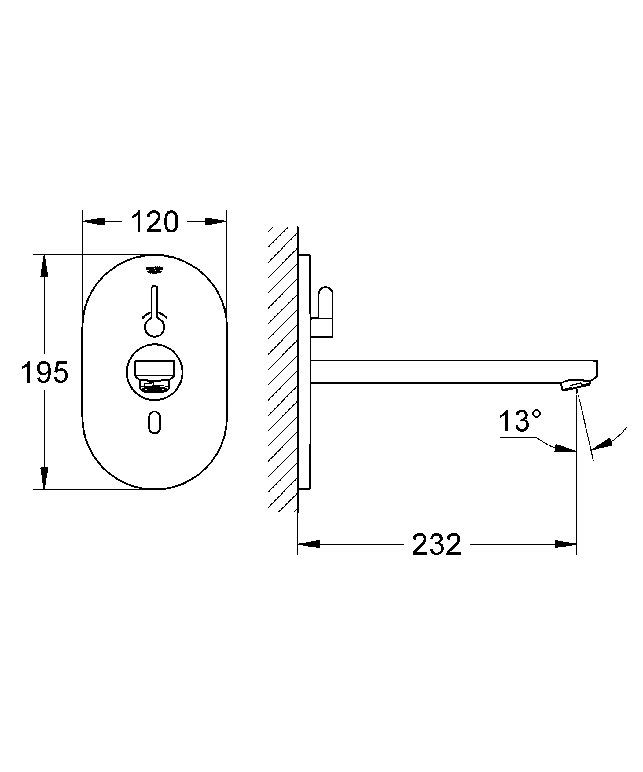 Infrarot-Elektronik für Waschtisch Eurosmart CE 36376, mit Mischung, Fertigmontageset für UP-Einbaukasten 36 339 001, mit Steckertrafo 100-230 V AC, 50-60 Hz, 6 V DC, Ausladung 232 mm, chrom