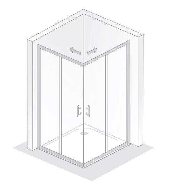 HSK gerahmte Eckeinstieg mit Schiebetür 4-teilig „Favorit“ Glas Mattierung mittig (65 cm), Profile Weiß, B: 800 mm H: 1850 mm T: 750 mm HSK gerahmte Eckeinstieg mit Schiebetür 4-teilig „Favorit“ Glas Mattierung mittig (65 cm), Profile Weiß, B: 800 mm H: 1850 mm T: 750 mm