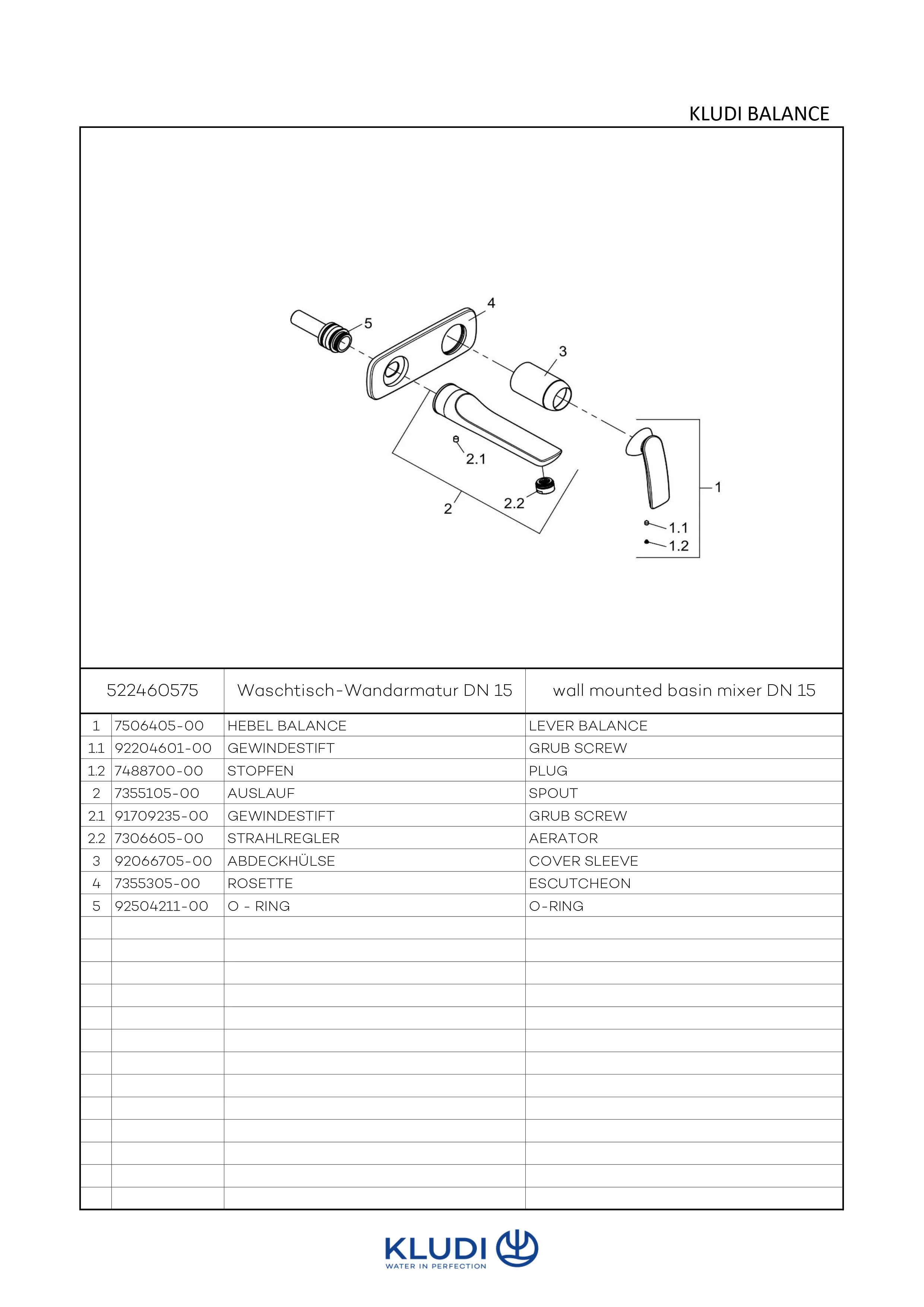 BALANCE 2LochWTWandEHM Ausladung 180 mm chrom BALANCE 2LochWTWandEHM Ausladung 180 mm chrom
