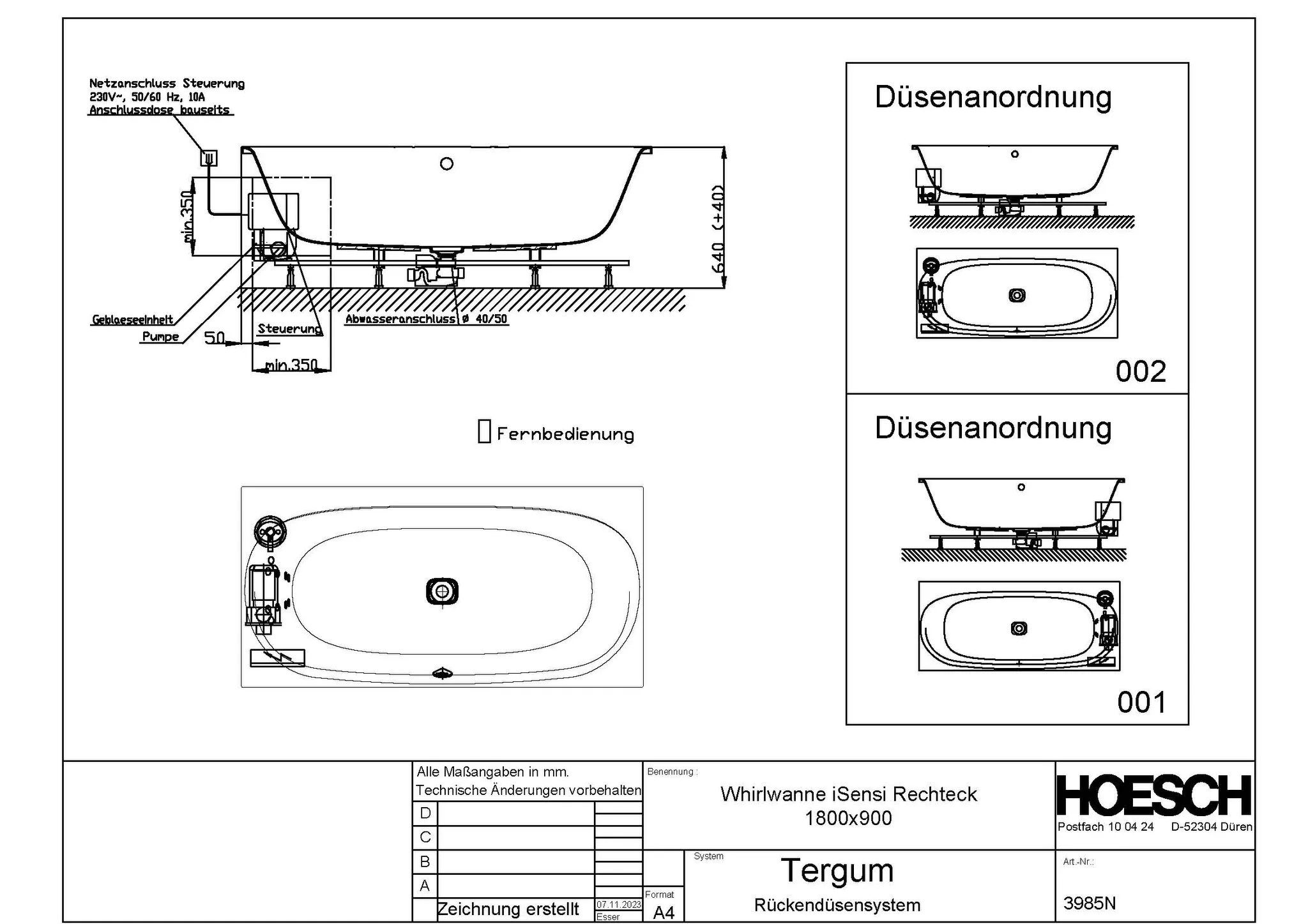 Hoesch Whirlwanne „iSensi“ mit Whirlsystem „Tergum“ rechteck 1800 × 900 mm mit Tergum, in Weiß Hoesch Whirlwanne „iSensi“ mit Whirlsystem „Tergum“ rechteck 1800 × 900 mm mit Tergum, in Weiß