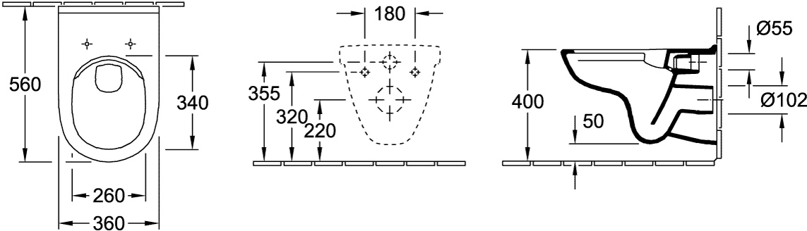 Wand-Tiefspül-WC Wand-WC spülrandlos inkl. WC-Sitz, Schallschutzset, Vorwandelement, Betätigungsplatte „O.novo“ Wand-Tiefspül-WC Wand-WC spülrandlos inkl. WC-Sitz, Schallschutzset, Vorwandelement, Betätigungsplatte „O.novo“