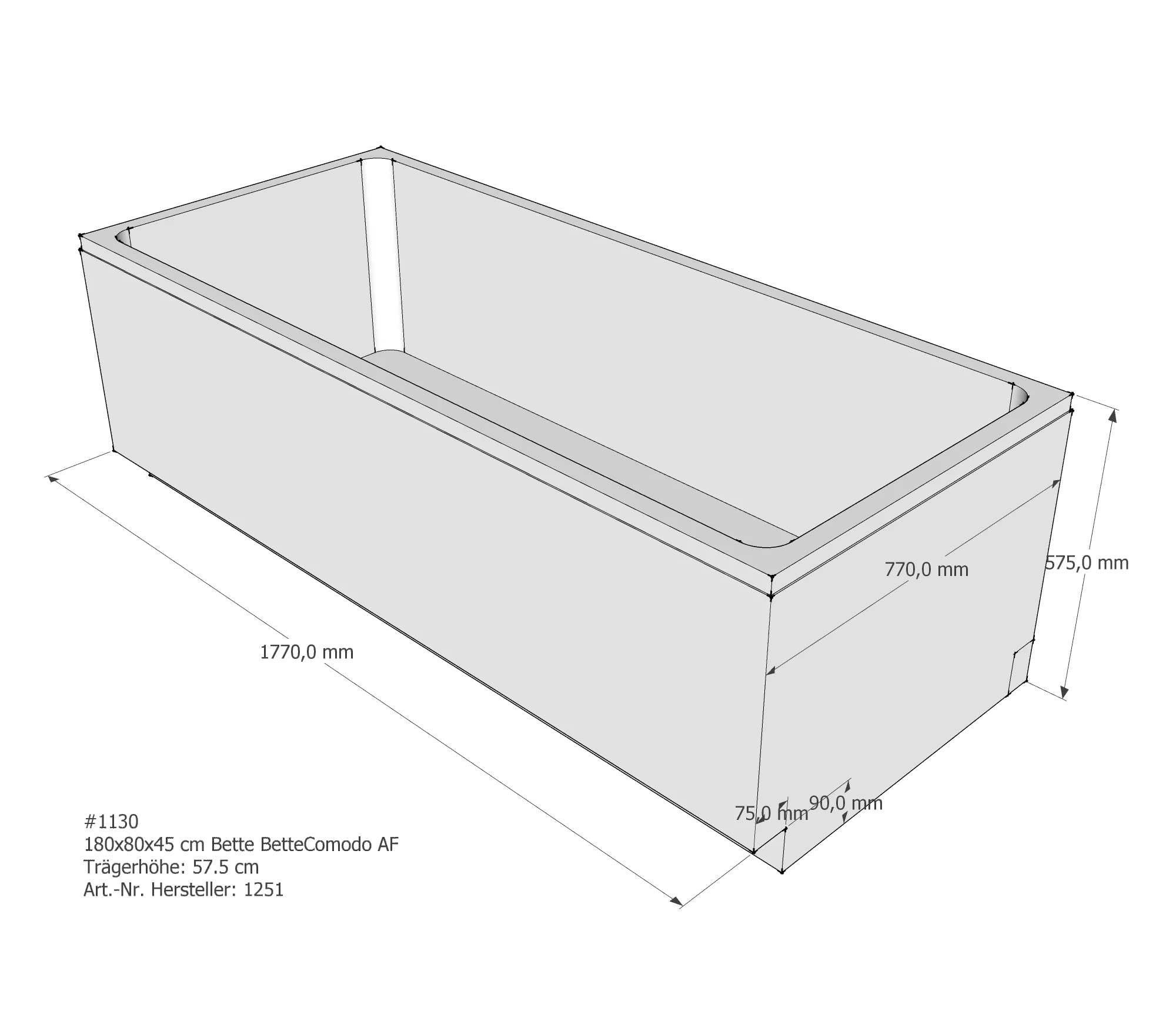 Badewannenträger für Bette Comodo 180 × 80 × 45 cm Breite: 80 cm / Länge: 180 cm Badewannenträger für Bette Comodo 180 × 80 × 45 cm Breite: 80 cm / Länge: 180 cm