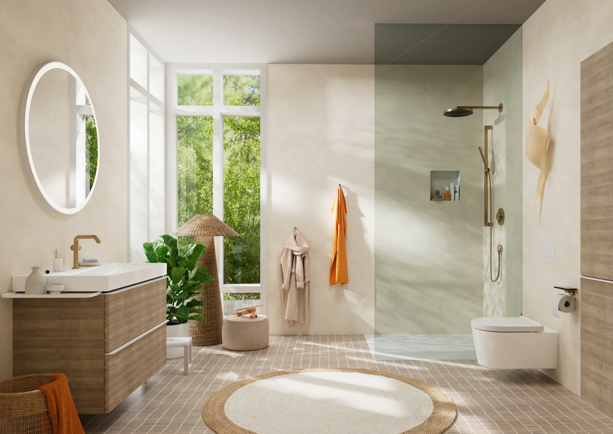 Hansgrohe Xarita Lite S Spiegel mit runder LED-Beleuchtung, 900x900x30 Hansgrohe Xarita Lite S Spiegel mit runder LED-Beleuchtung, 900x900x30
