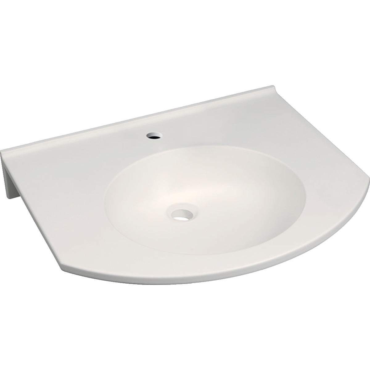 Publica Waschtisch rundes Design, barrierefrei: B=60cm, T=55cm, Hahnloch=mittig, Überlauf=ohne, weiß-alpin