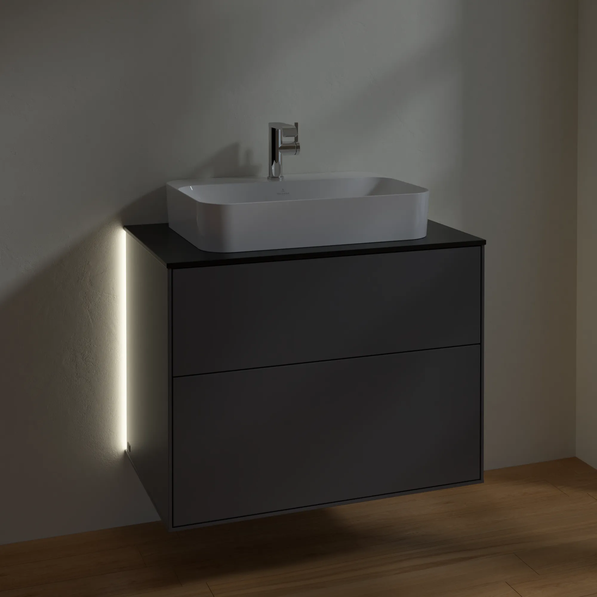 Villeroy & Boch Waschbeckenunterschrank Finion G34, Anthracite Matt Lacquer, 800x603x501 mm, mit Beleuchtung und SoftClosing Villeroy & Boch Waschbeckenunterschrank Finion G34, Anthracite Matt Lacquer, 800x603x501 mm, mit Beleuchtung und SoftClosing