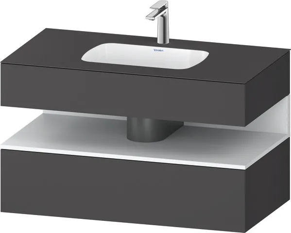 Einbauwaschtisch mit Konsolenwaschtischunterbau „Qatego“ 100 × 55 × 60 cm, mit Beleuchtung Einbauwaschtisch mit Konsolenwaschtischunterbau „Qatego“ 100 × 55 × 60 cm, mit Beleuchtung