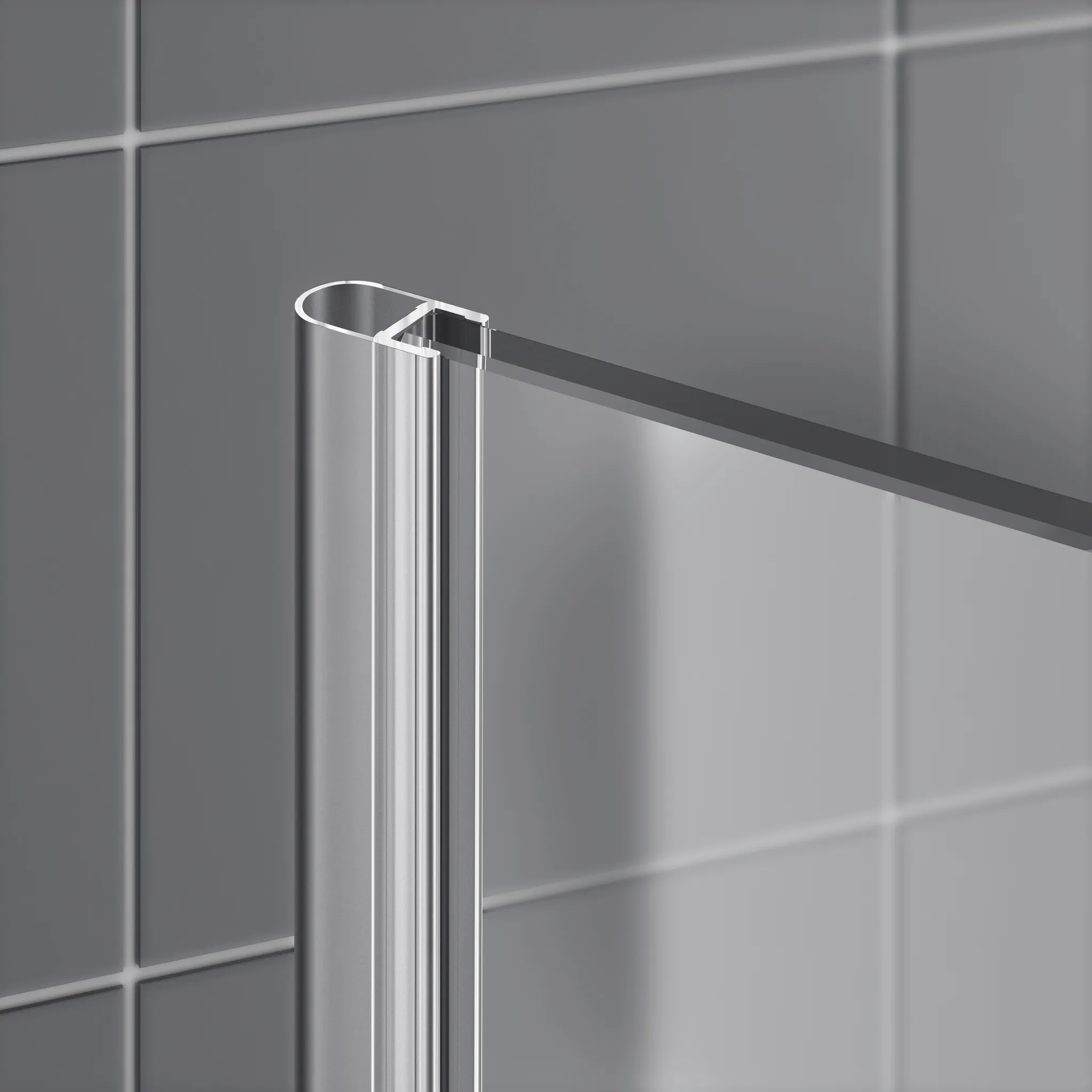 Kermi Pendeltür 1-flügelig links für Nische „RAYA“ Glas Klar, Profile Silber Mattglanz, BV: 728 - 758 mm WE: 728 - 758 mm H: 1850 mm