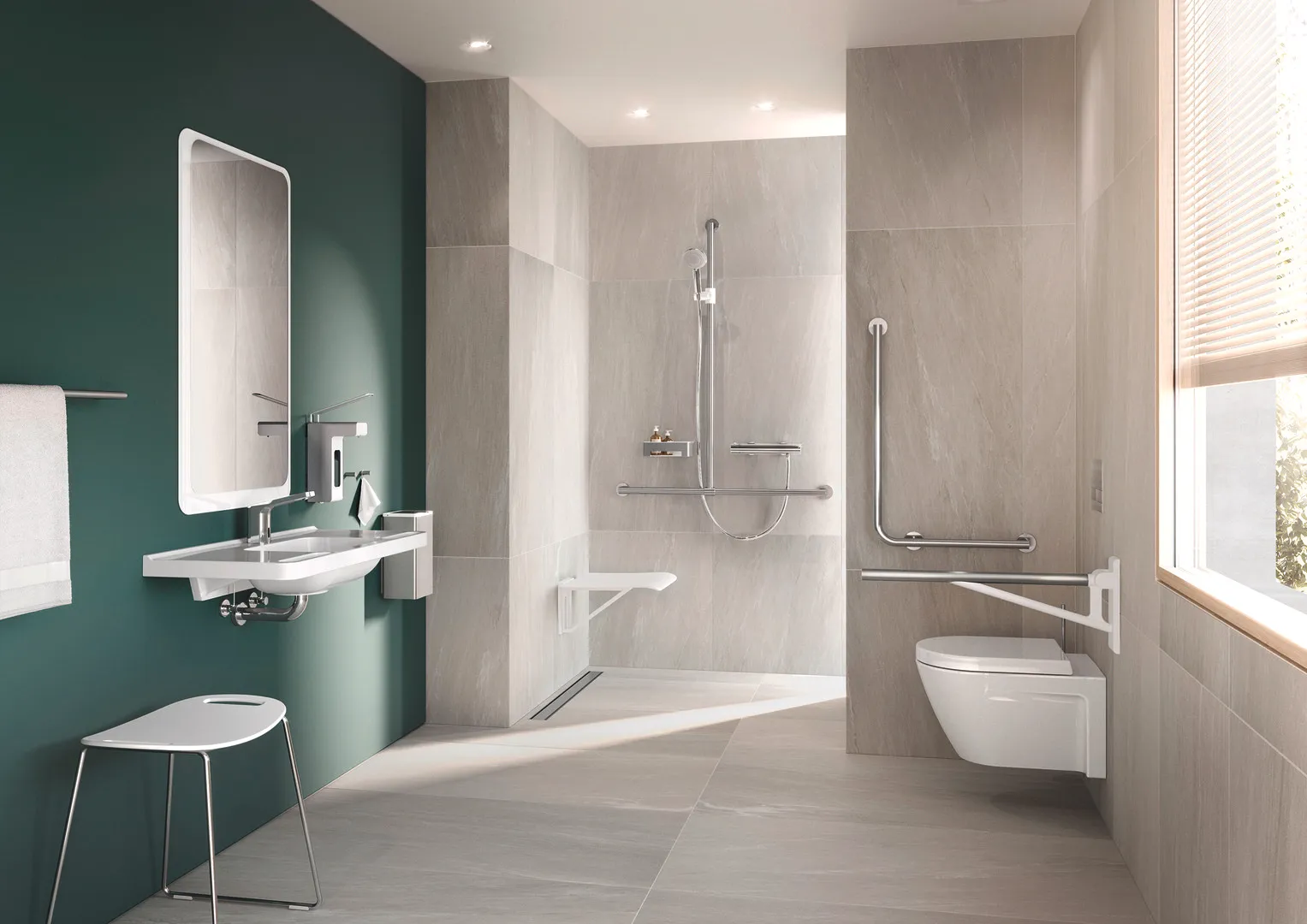 Klappsitz „System 900“ in Signalweiß Klappsitz „System 900“ in Signalweiß