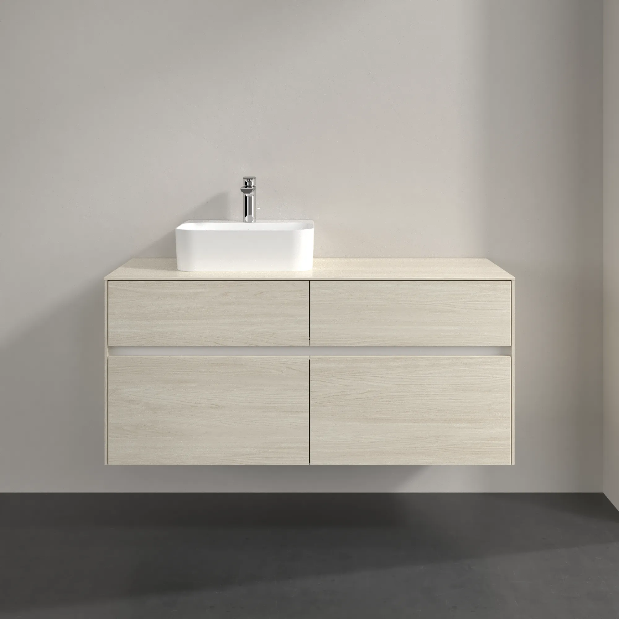 Villeroy & Boch Waschtischunterschrank „Collaro“ 1200 × 548 × 500 mm White Oak, mit Beleuchtung, für Becken links Villeroy & Boch Waschtischunterschrank „Collaro“ 1200 × 548 × 500 mm White Oak, mit Beleuchtung, für Becken links