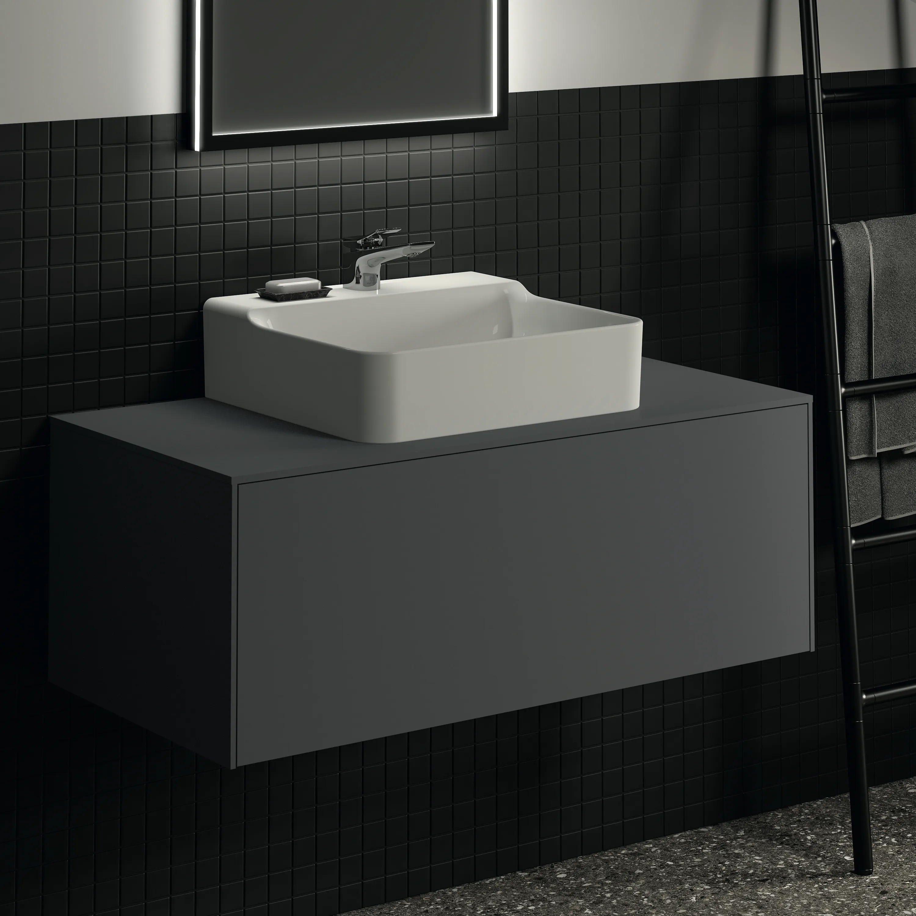Ideal Standard Waschtischunterschrank „Conca“ 100,2 × 37 × 50,5 cm Anthrazit matt lackiert Ideal Standard Waschtischunterschrank „Conca“ 100,2 × 37 × 50,5 cm Anthrazit matt lackiert