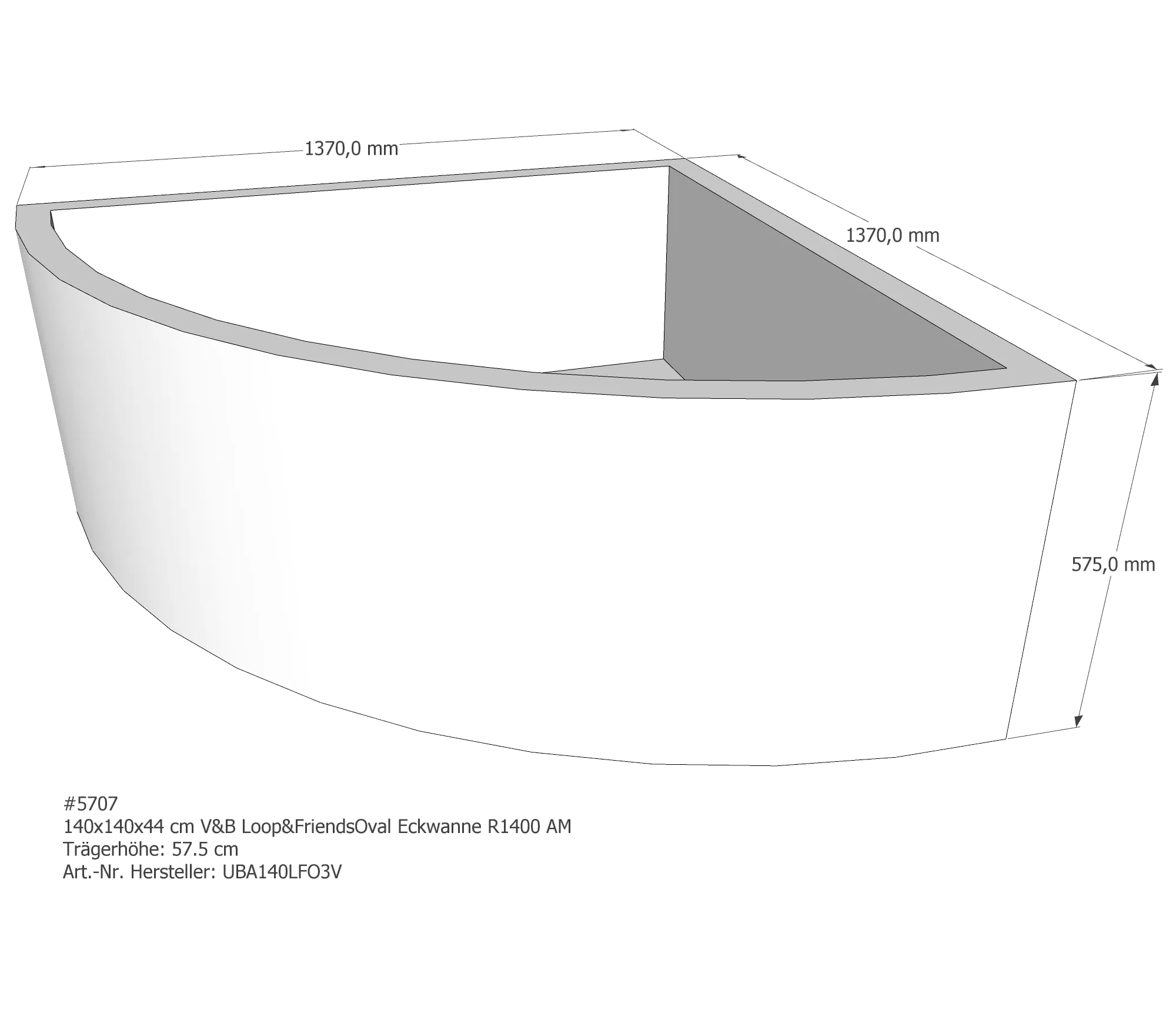 Badewannenträger für Villeroy & Boch Loop & Friends 140 × 140 × 44 cm Badewannenträger für Villeroy & Boch Loop & Friends 140 × 140 × 44 cm