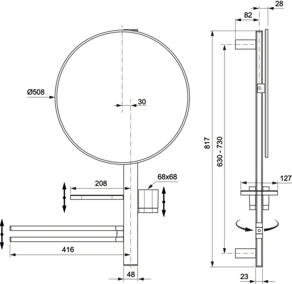 Ideal Standard Spiegel „Alu+“ 67 × 81,7 cm in Rose