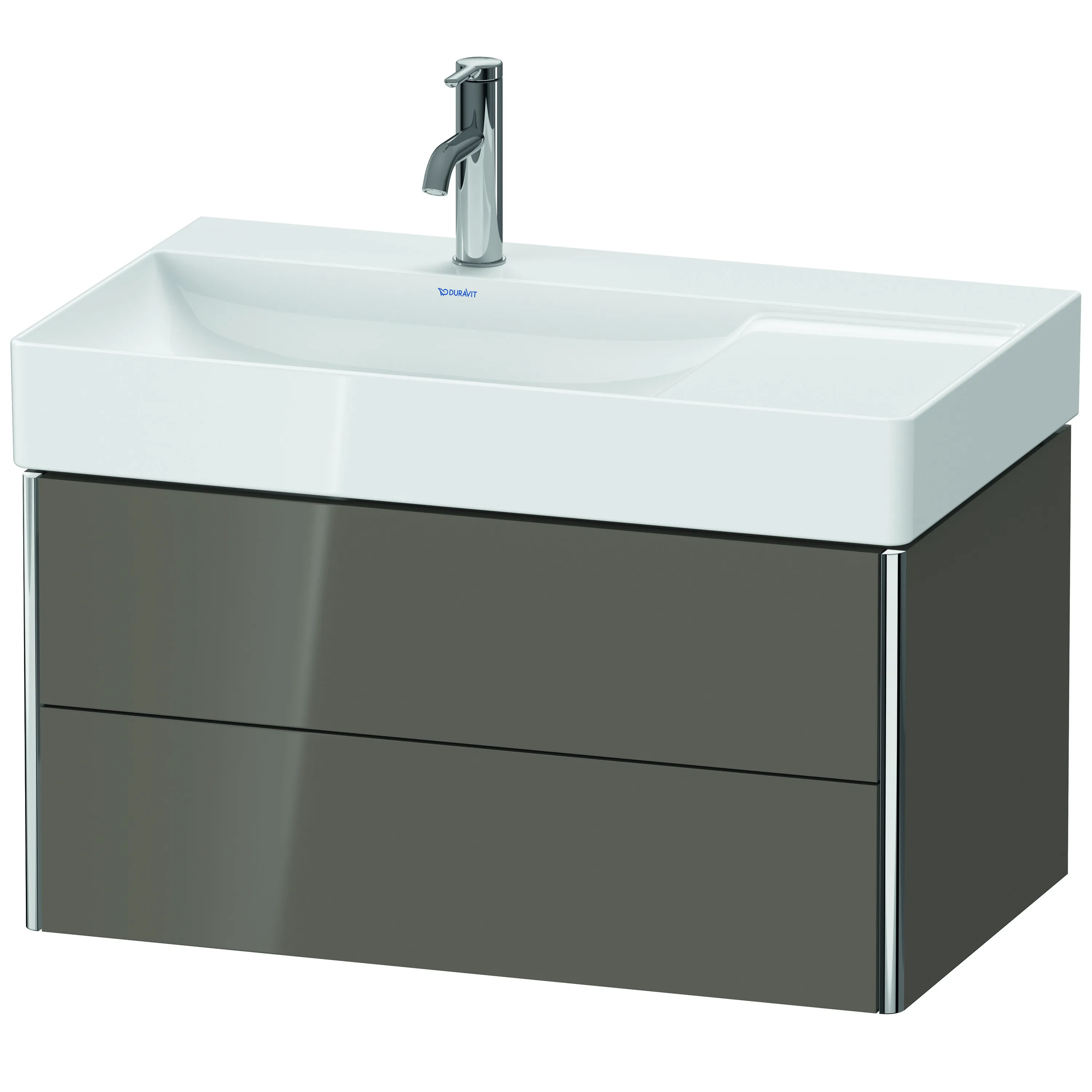 Duravit Waschtischunterschrank wandhängend „XSquare“ 78,4 × 39,7 × 46 cm Flannel Grey Hochglanz
