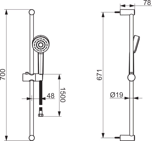 Wandstangengarnitur BASIC 5578 1-strahlig DN15 Chrom