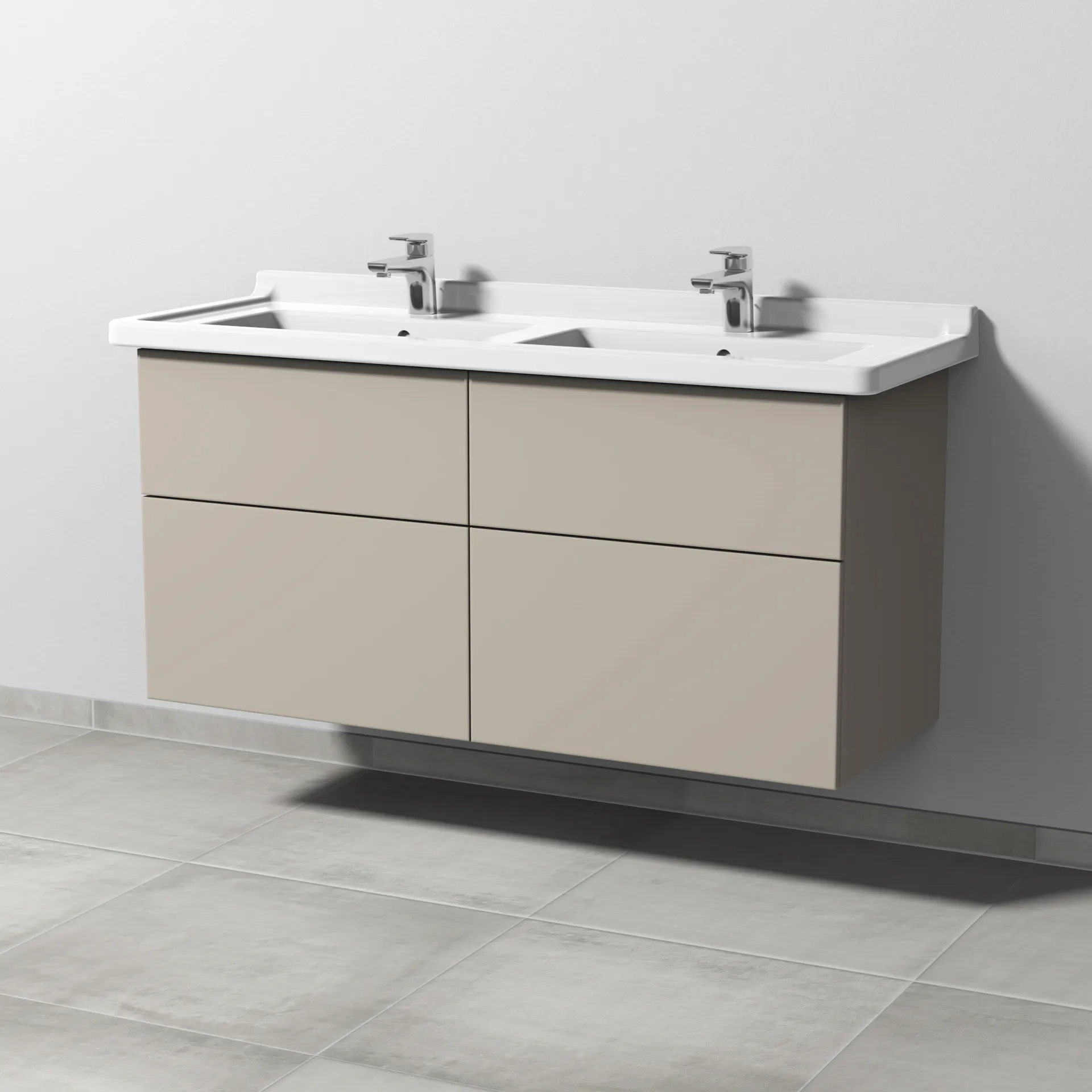 Sanipa Waschtischunterschrank „3way“ 1200 × 593 × 467 mm in Kaschmir (matt), mit Hahnlochbohrung Sanipa Waschtischunterschrank „3way“ 1200 × 593 × 467 mm in Kaschmir (matt), mit Hahnlochbohrung