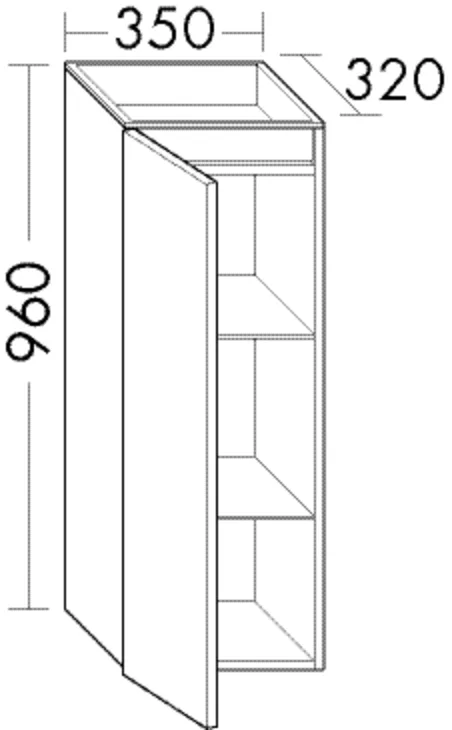 burgbad Hochschrank „Fiumo“ 390 × 960 × 360 mm in Weiß Matt