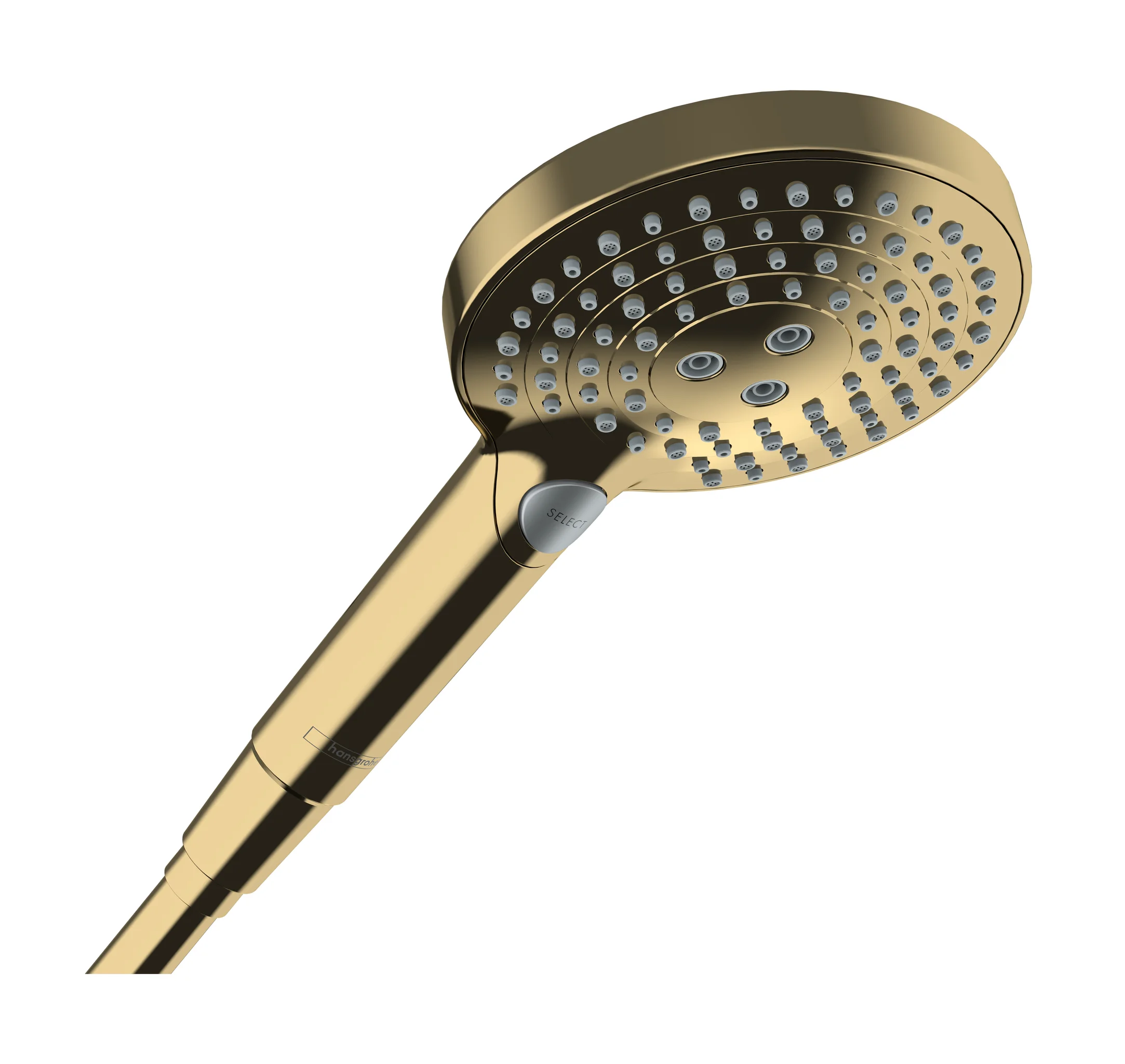 Hansgrohe Handbrause Raindance Select S 120, 3jet PowderRain EcoSmart PGO, Polished Gold Optic, 125 mm Brausekopfgröße, max. Durchfluss 8 l/min bei 3 bar