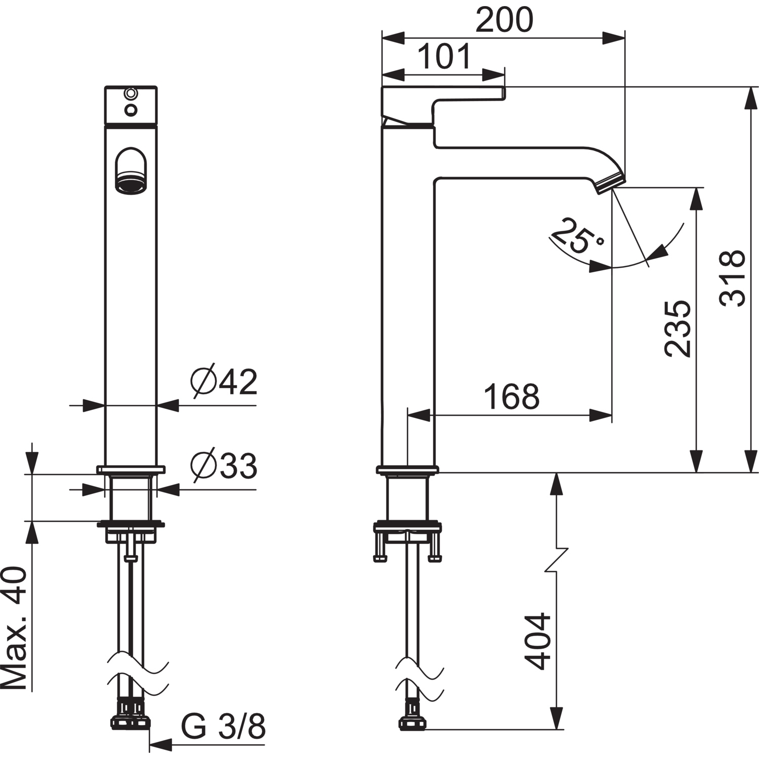 EHM Waschtischarmaturen hoch VANTIS Style 5447 Ausladung 168 mm Chrom