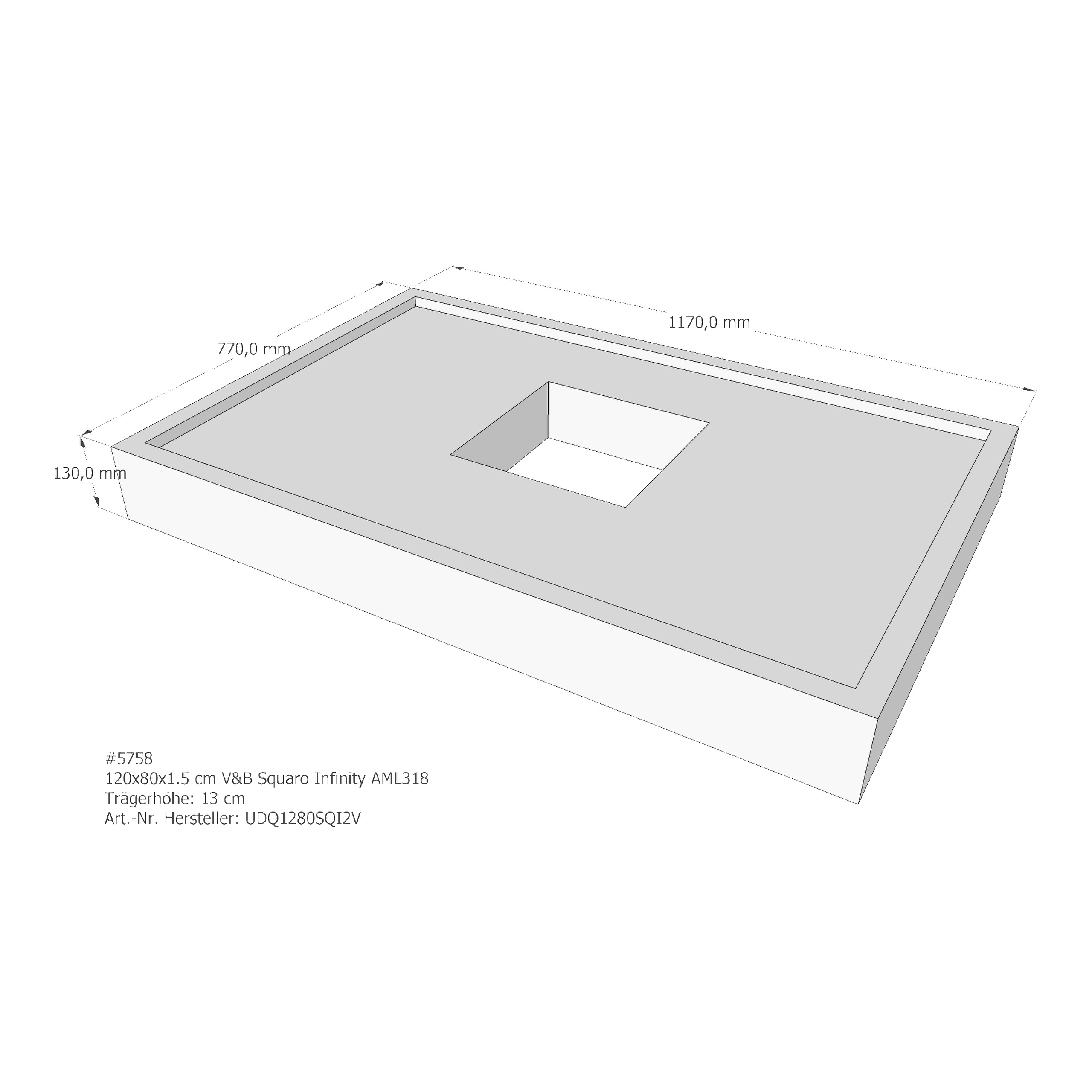 Duschwannenträger für Villeroy & Boch Squaro Infinity 120 × 80 × 1,5 cm
