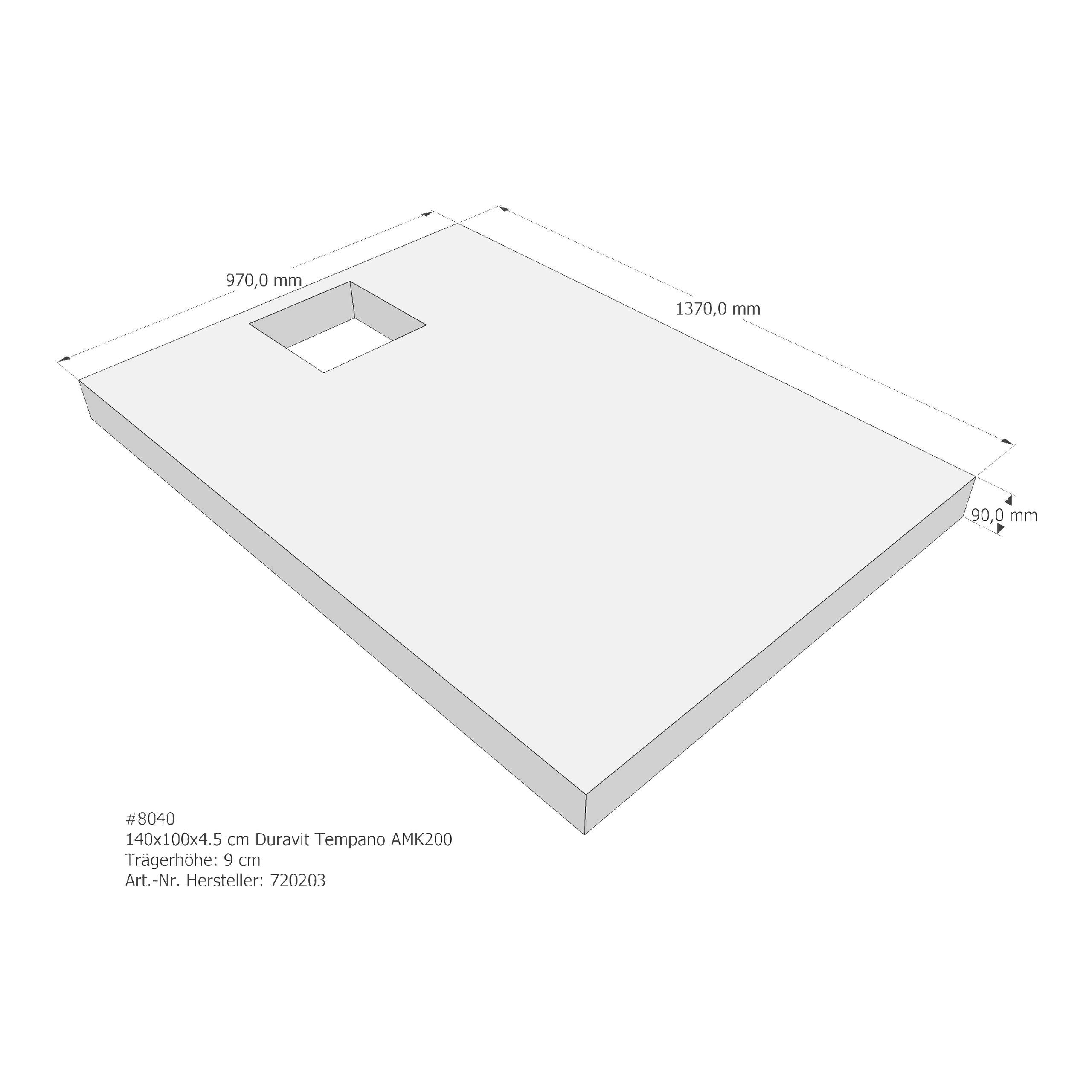 Duschwannenträger für Duravit Tempano 140 × 100 × 4,5 cm Duschwannenträger für Duravit Tempano 140 × 100 × 4,5 cm