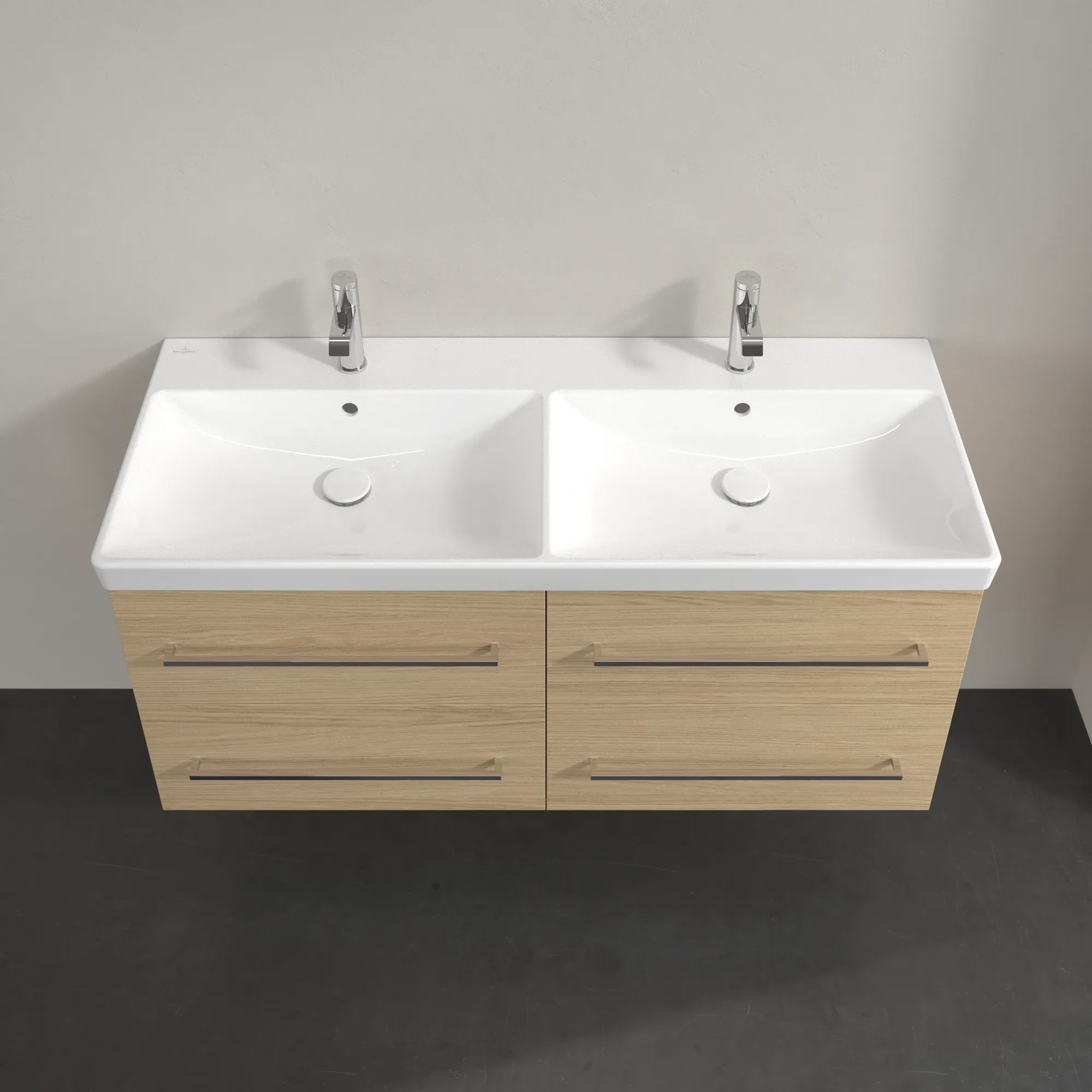 Villeroy & Boch Waschtischunterschrank „Avento“ für Schrank-Doppelwaschtisch 1180 × 514 × 452 mm Nordic Oak, Soft Closing