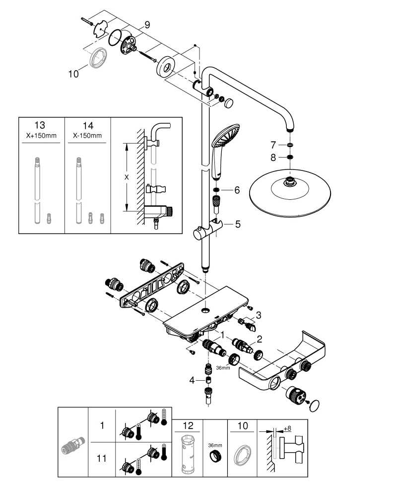 Grohe Euphoria SmartControl System 260 Mono Duschsystem mit Thermostatbatterie Wandmontage Grohe Euphoria SmartControl System 260 Mono Duschsystem mit Thermostatbatterie Wandmontage