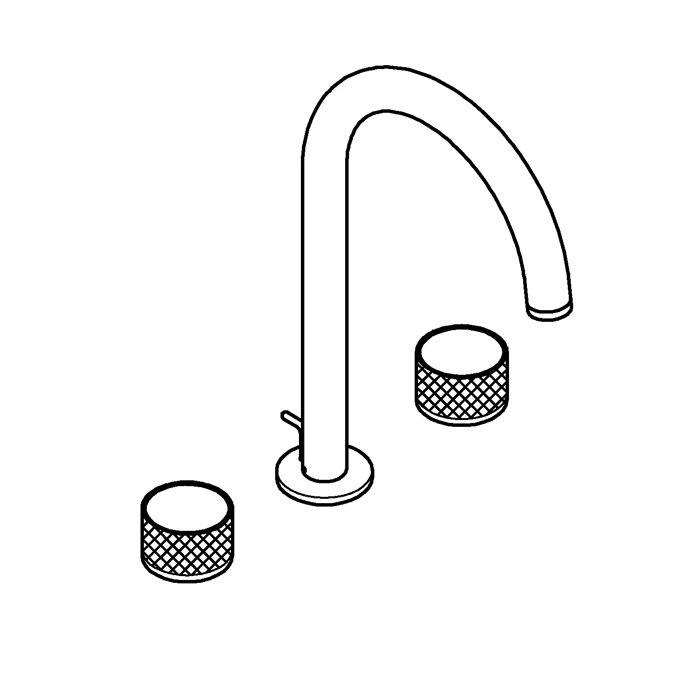 3-Loch-Waschtischbatterie Atrio Private Collection 20595, Knopfbetätigung mit Metalleinlagen, Zugstangen-Ablaufgarnitur, chrom