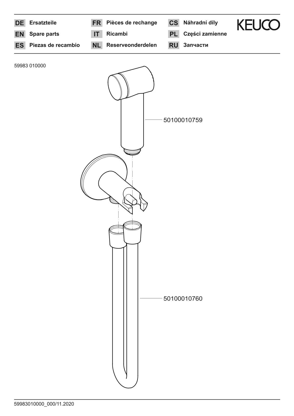 Arm.-Zub. 59983010000 Hygienebrause mit Schlauchanschluß verchromt