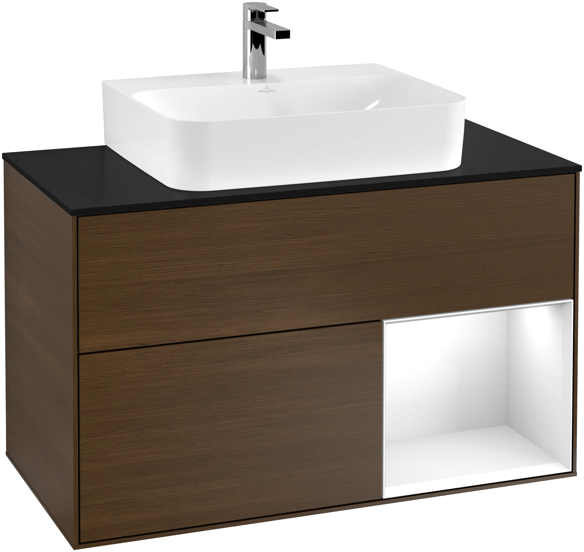 Villeroy & Boch Waschbeckenunterschrank Finion F12, 1000 x 603 x 501 mm, mit Beleuchtung, 2 Auszüge