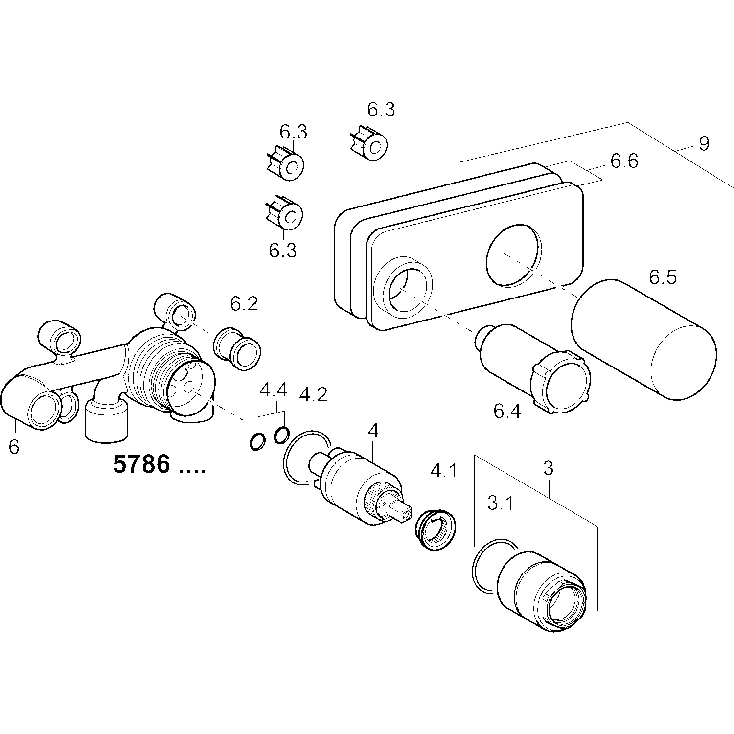 HansaVARIO Waschtischarmatur UP-Rohbauset Wandarmaturen HansaVARIO 5786 DN15 3.5 Steuerpatrone HansaVARIO Waschtischarmatur UP-Rohbauset Wandarmaturen HansaVARIO 5786 DN15 3.5 Steuerpatrone