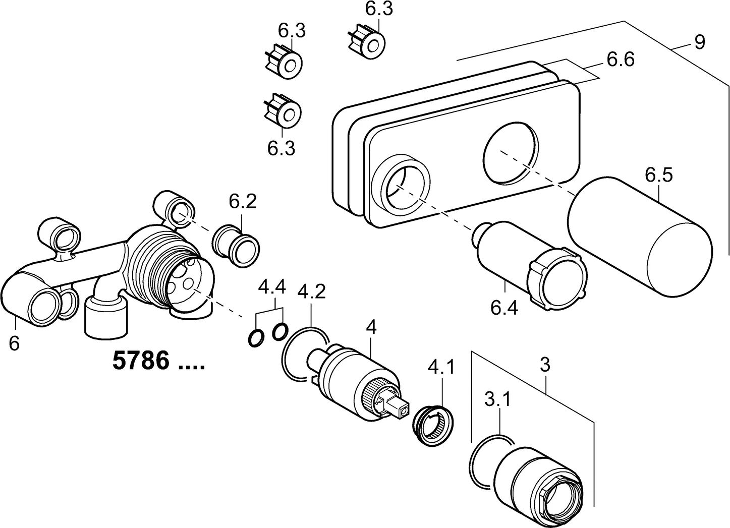 HansaVARIO Waschtischarmatur UP-Rohbauset Wandarmaturen HansaVARIO 5786 DN15 3.5 Steuerpatrone HansaVARIO Waschtischarmatur UP-Rohbauset Wandarmaturen HansaVARIO 5786 DN15 3.5 Steuerpatrone