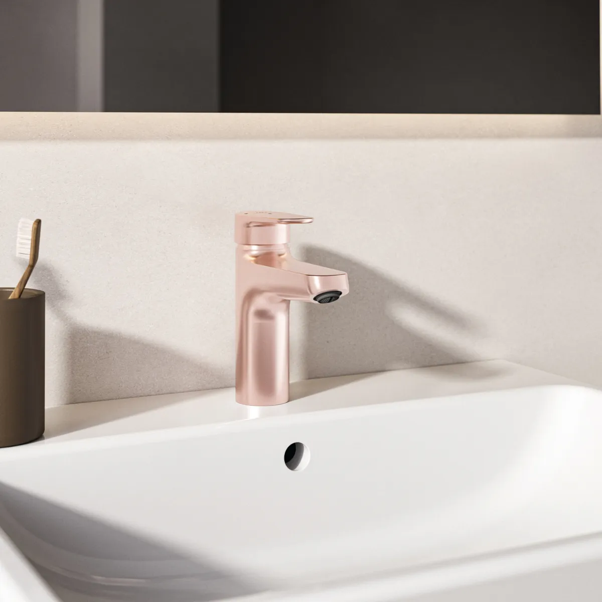 Ideal Standard Waschischarmatur Alu+ Ausladung 120mm BlueStart mit Ablaufgarnitur Rose