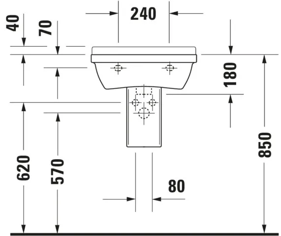 Wandwaschtisch „Starck 3“, mit Überlauf, Hahnlochposition mittig Wandwaschtisch „Starck 3“, mit Überlauf, Hahnlochposition mittig