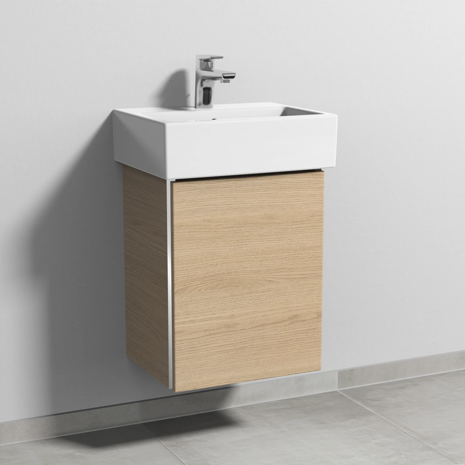 Sanipa Waschtischunterschrank „3way“ passend zu Keramik-Waschtische Vero Air von Duravit 400 × 520 × 332 mm in Eiche Nordic, Anschlag rechts