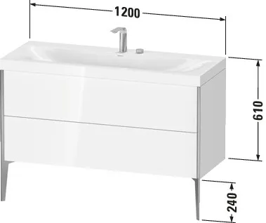 Duravit Waschtischunterschrank bodenstehend „XViu“ 120 × 61 × 48 cm in Graphit Supermatt