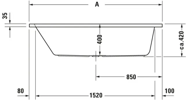 Duravit Badewanne „D-Code“ rechteck 170 × 70 cm, Mittelablauf