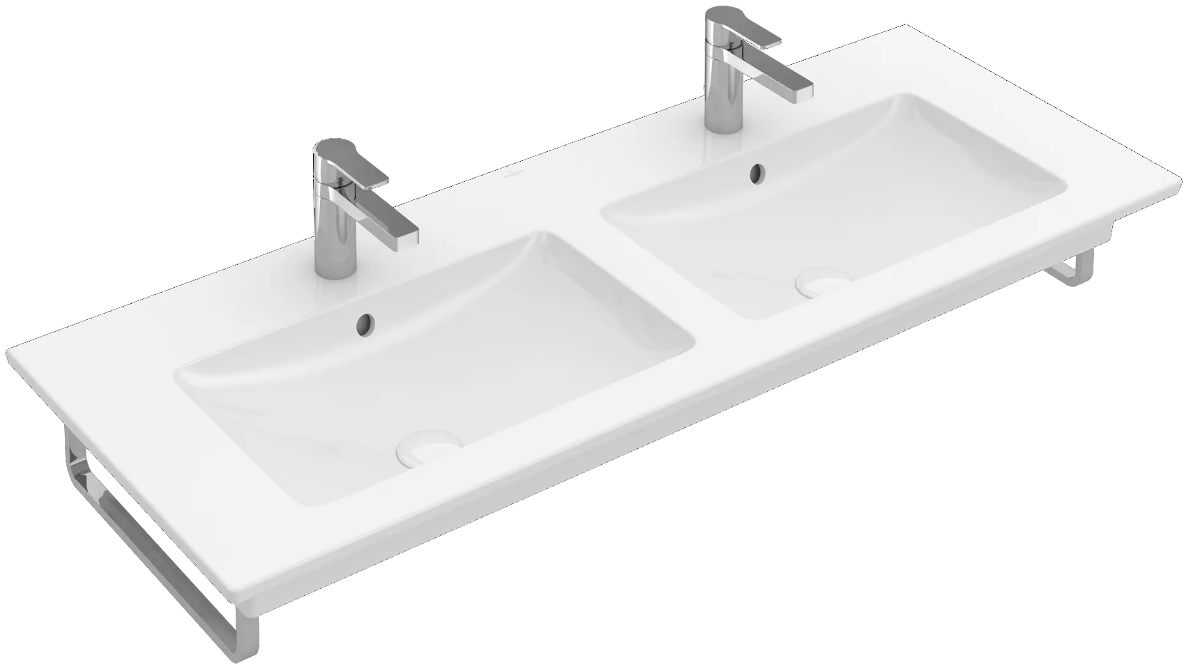 Villeroy & Boch Doppelwaschtisch „Venticello“ 1300 × 500 × 170 mm, für Becken mittig, mit Hahnlochbohrung, Hahnlochposition links und rechts in Weiß Alpin Villeroy & Boch Doppelwaschtisch „Venticello“ 1300 × 500 × 170 mm, für Becken mittig, mit Hahnlochbohrung, Hahnlochposition links und rechts in Weiß Alpin