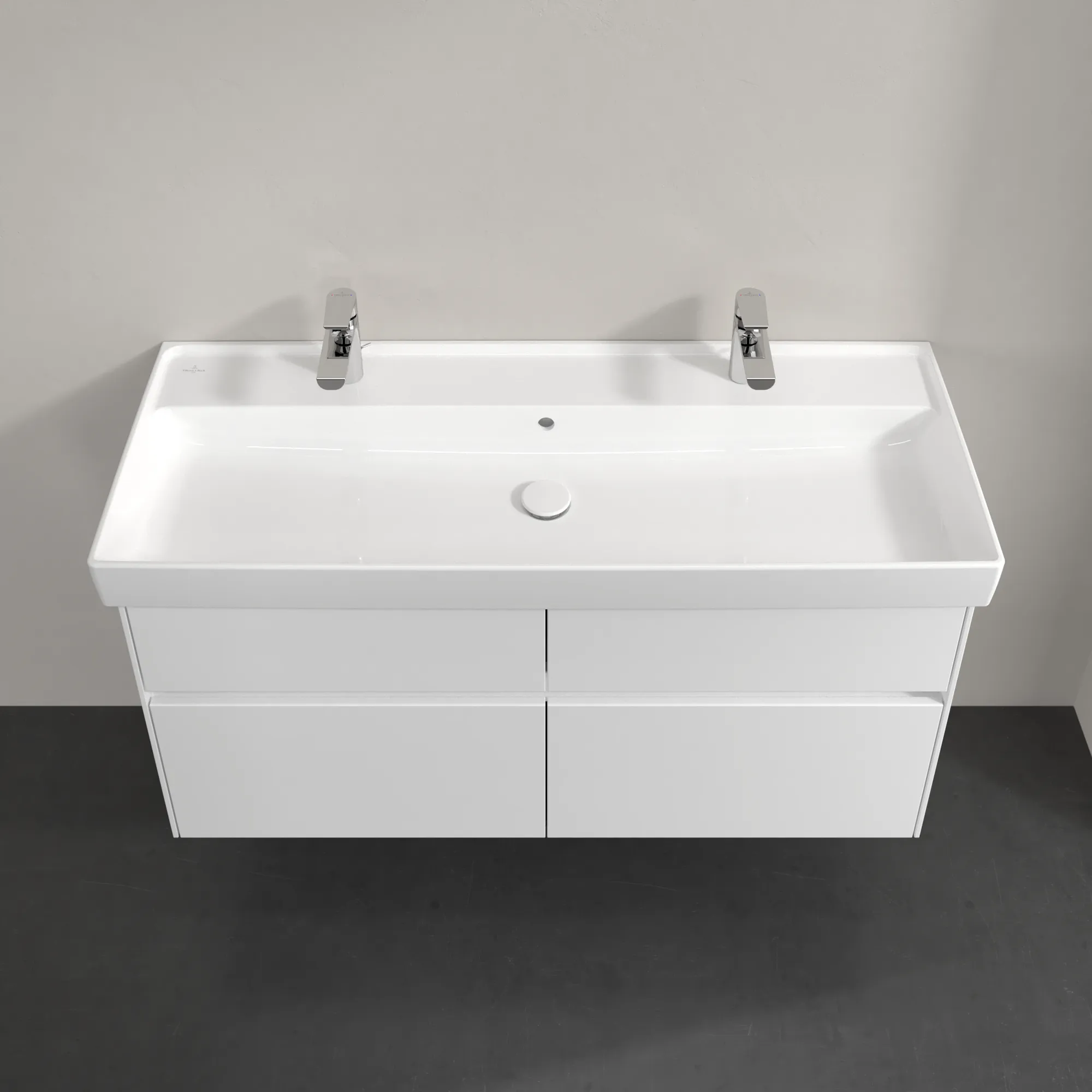 Villeroy & Boch Waschtischunterschrank „Collaro“ 1154 × 546 × 444 mm Glossy White, ohne Beleuchtung, für Becken mittig