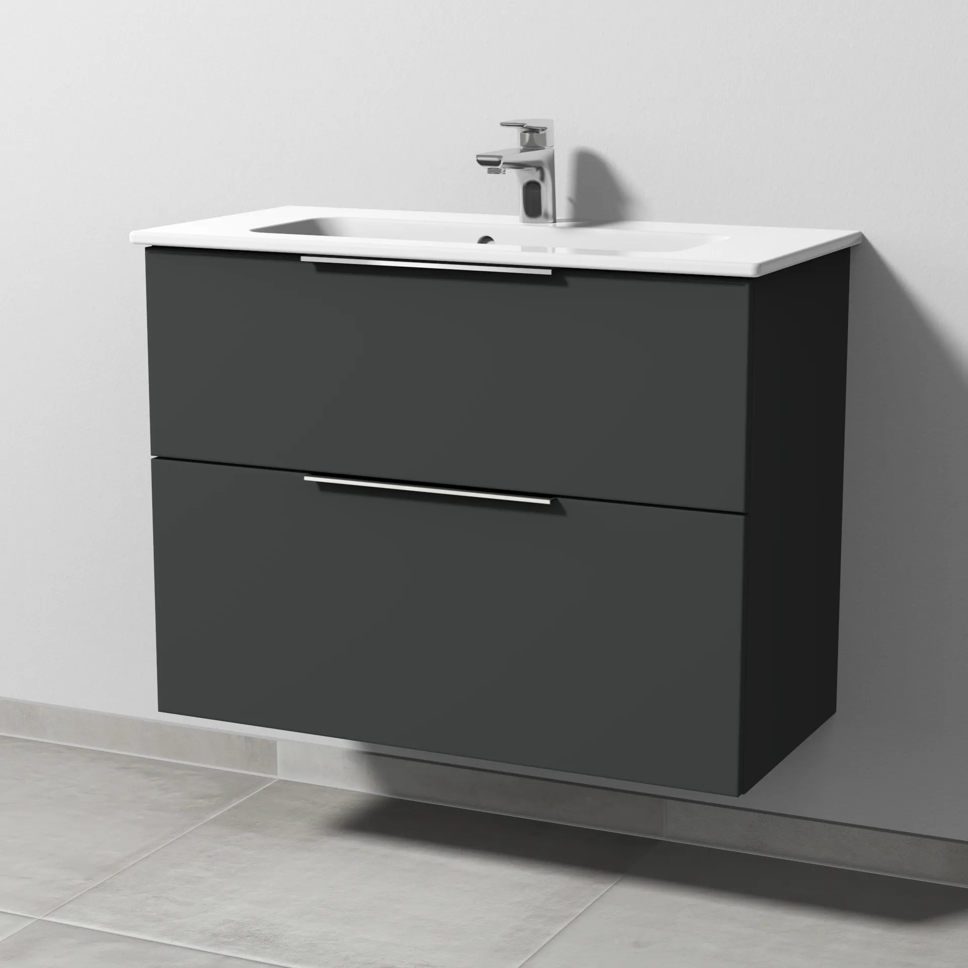 Sanipa Waschtischunterschrank „3way“ passend zu Keramik-Waschtische ME by Starck von Duravit 800 × 613 × 382 mm in Graphit (matt)