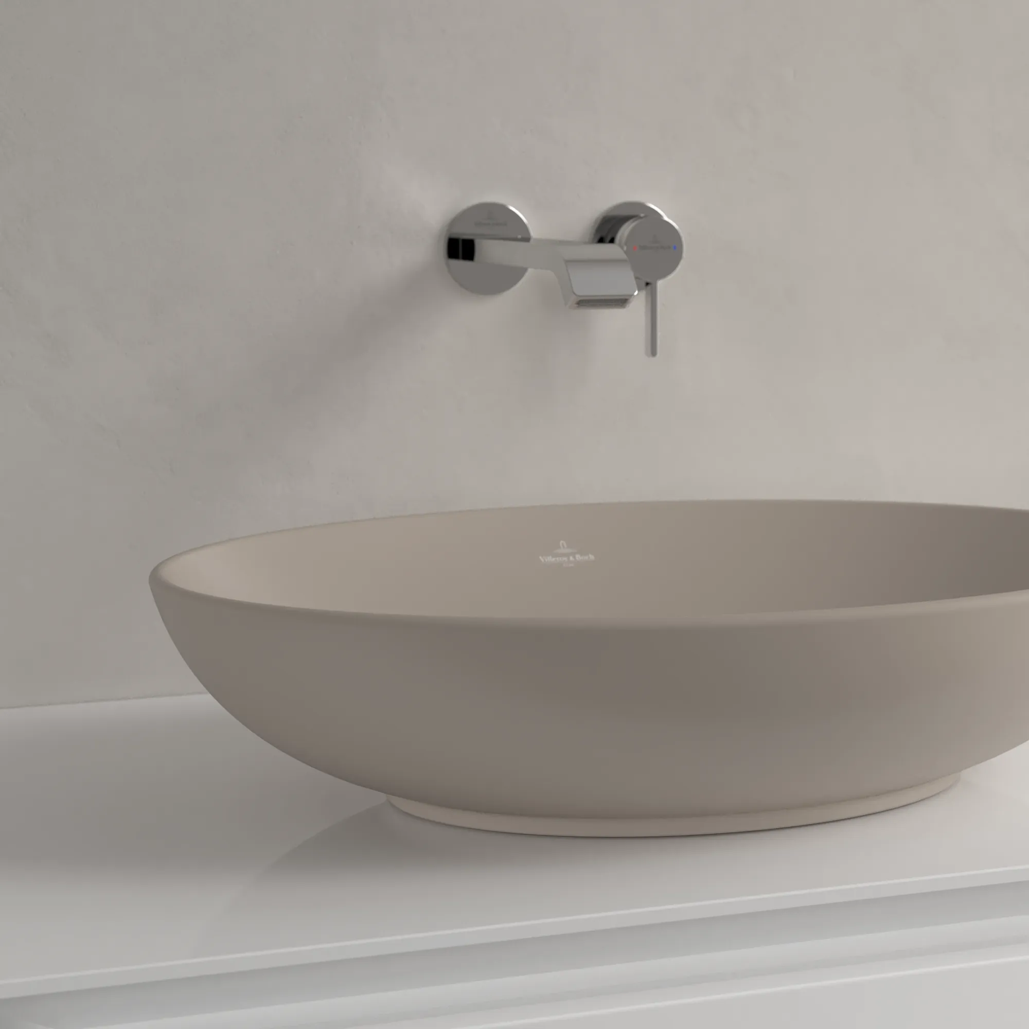 Villeroy & Boch Aufsatzwaschtisch aus TitanCeram „Loop & Friends“ 560 × 380 × 150 mm, ohne Hahnlochbohrung in Almond Villeroy & Boch Aufsatzwaschtisch aus TitanCeram „Loop & Friends“ 560 × 380 × 150 mm, ohne Hahnlochbohrung in Almond