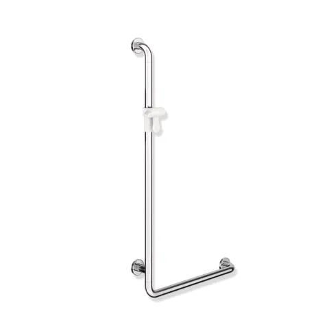 HEWI Winkelgriff mit Brausehalter Polyamid chromoptisch beschichtet 600x1100mm links- und rechtsseitig montierbar